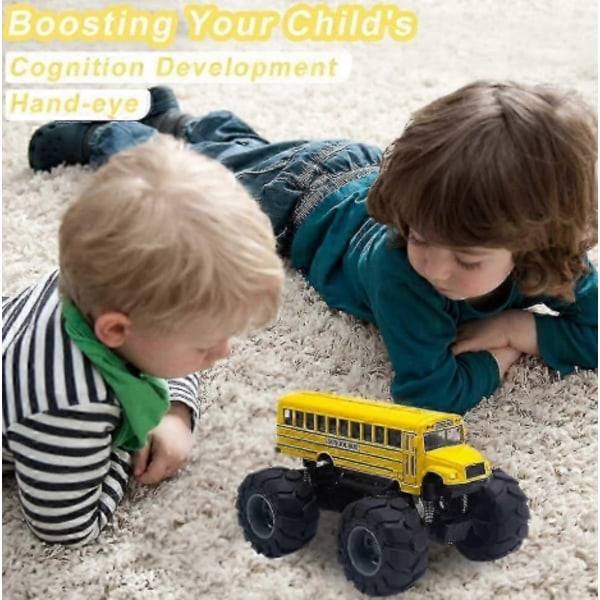 Skolbuss Monstertruckar Gjuten 1:43 Gul Leksaksfordon Modeller Metall Dra Tillbaka Leksaker för Barn gul yellow