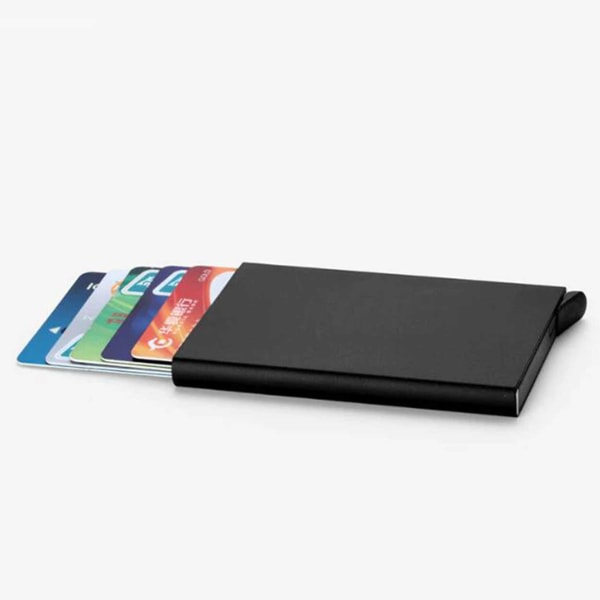 Metallisk Pop-up-korthållare med RFID-skydd Grå