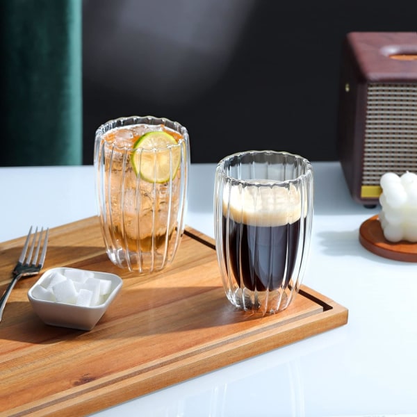Dobbeltvæggede glaskopper kaffekopper, 450 ml espressokopper cappuccino latte glas tekopper varmebestandige glaskopper til kaffe