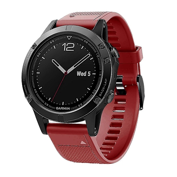 Til Garmin Fenix 5 Silikone Sportsurrem Justerbar Håndledsrem med Sort Spænde Red Garmin Fenix 5
