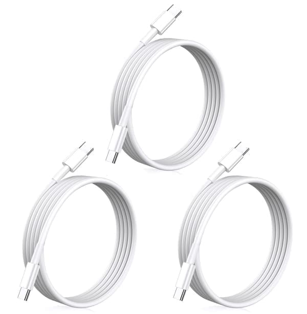 3-pakning 2m USB-C-kabel for lading og dataoverføring iPhone 16, 15 iPad Mac Hvit Hvit 3-PAKNING 2M ladekabel