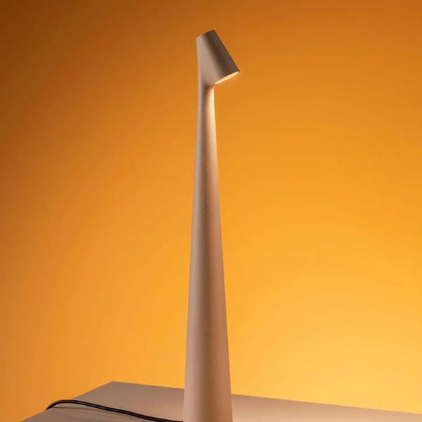 Elegant slank konisk bordlampe, bærbar og dæmpbar LED-skulpturlys, Dek grå Gray