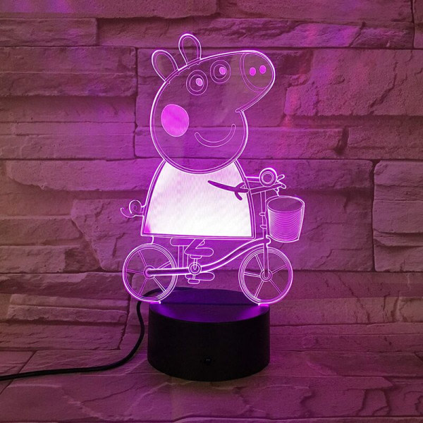 Peppa Pig värikäs kosketus + USB + 3d pieni pöytävalaisin visio luova yövalaisin Ystävänpäivä lahjalamppu, asumiseen