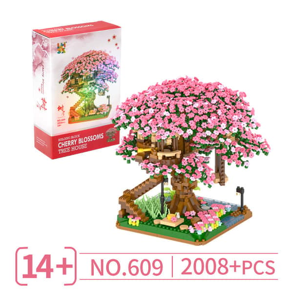 Sakura Træhus Byggesæt | Regnbue Træ Model | Kreativ DIY Gavelegetøj A A
