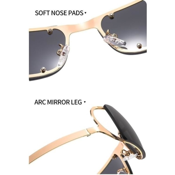 Let met Solskærmende Solbriller i Metal, Nittede Runde Solbriller, Gadesolbriller, UV400 Beskyttende Solbriller