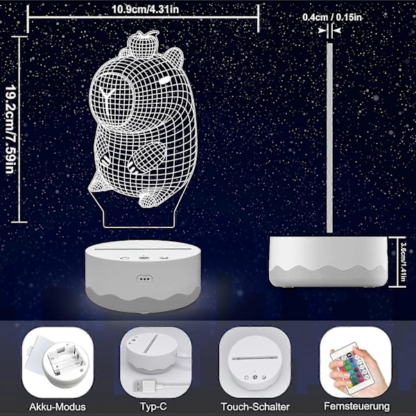 Söt Axolotl Nattlampa Axolotl Lampa för Barn, Mjuk Silikon Barnkammare Nattlampa LED Touch Lampa, Barnrumsinredning som Jul Födelsedagspresenter Multi - Cute Apple