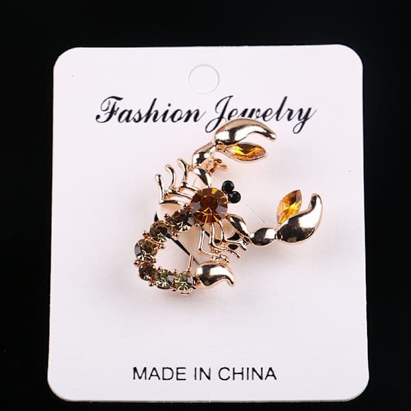 Glitterende Krystall Skjerf Brosjer Rhinestone Brosje Dyr Skorpion Gull