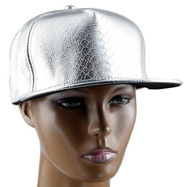 Unisex Snapback Caps Justerbar Flat Brim Hip Hop Cap (Sølv)