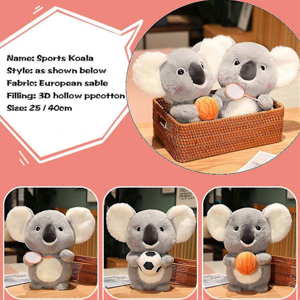 Fotball koala kosedyr for barn 25 cm