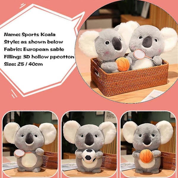 Jalkapallo koala pehmolelu lapsille 25 cm