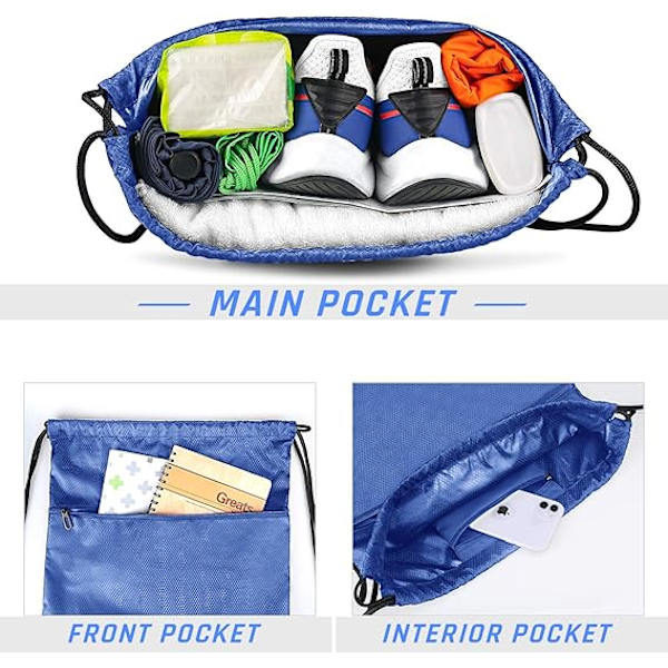 2-pack dragsko gymväska, sport ryggsäck rep sim dragsko PE väska för unisex, rese strand skolväska