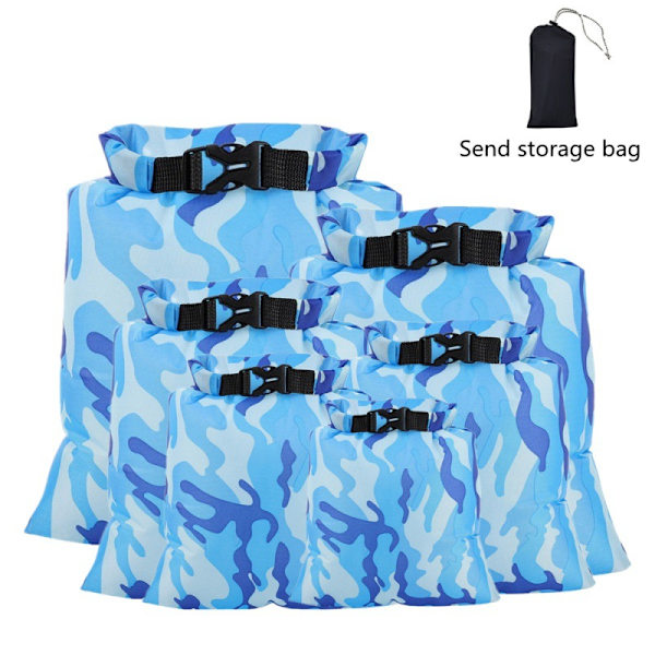 Vattentät torrsäck set 6 st, för kajakpaddling, forsränning, båtliv, vandring, camping, resor och backpacking Ocean camouflage