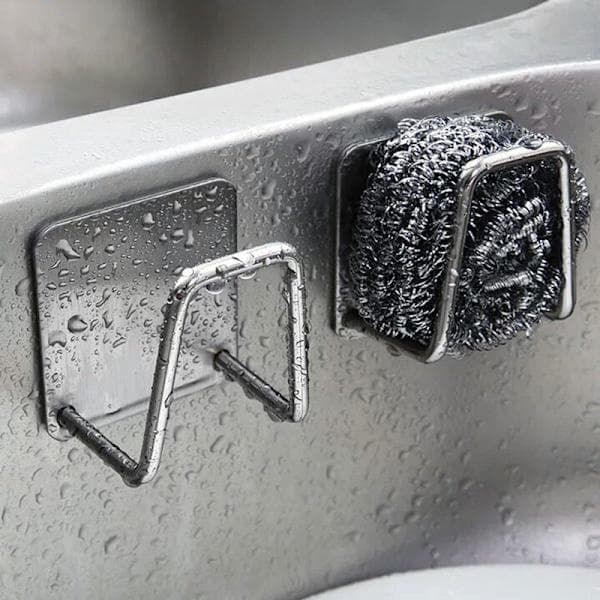 Rostfritt stål diskbänk svamphållare självhäftande avlopp silver 3st 3pcs