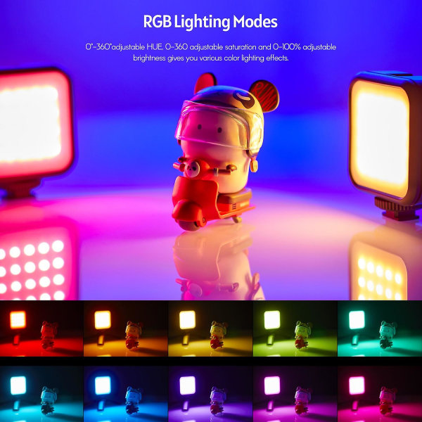 LITEMONS LED6R RGB LED Videolys, Oppladbar Mini Fill-in Lys 3200K-6500K Dimbar 13 Belysning