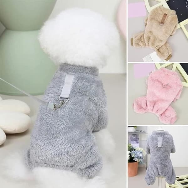 Elastisk fleece-kjeledress til kjæledyr, varm genser for små hunder og katter, S rosa
