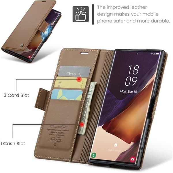 Fodral för Samsung Galaxy Note 20 Ultra, Premium RFID-skyddat plånboksfodral i PU-läder med magnetlås [J537]