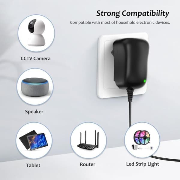 30W AC til DC-adapter Universal sektor 3V 4.5V 5V 6V 7.5V 9V 12V, multispenningsadapter med 8 DC-kontakter for hjemmeelektronikk