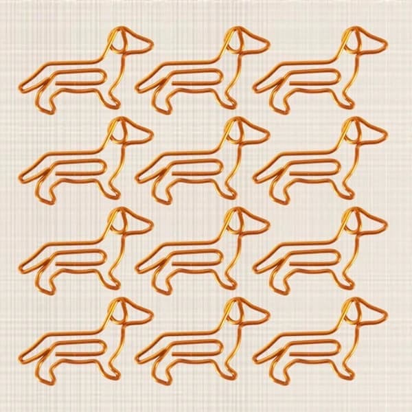 50 stk binders dyreformede bokmerker i dachshund-form (oransje)