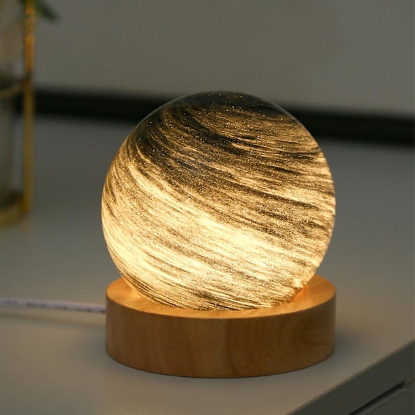 Bästa Rabatt-3d Kristallkula Måne Planet Glob Bordslampa Usb Led Nattlampa Heminredning Gåva With battery E