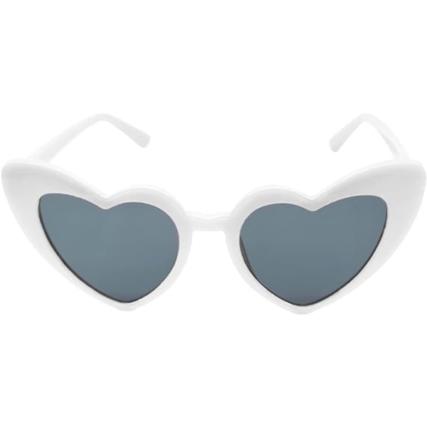 Hjärtformade polariserade solglasögon för barn, 70-talets retro kärleksfulla hjärtformade kattögon solglasögon UV-skydd vintage glasögon för flickor pojkar White/Grey
