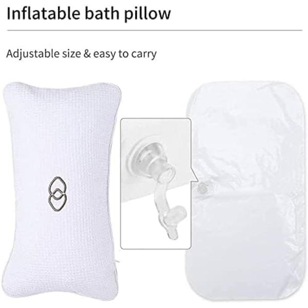 Antislip halkfri badkarskudde hem spa bad uppblåsbar kudde huvud nacke axlar ryggstöd vila sugkopp badrum