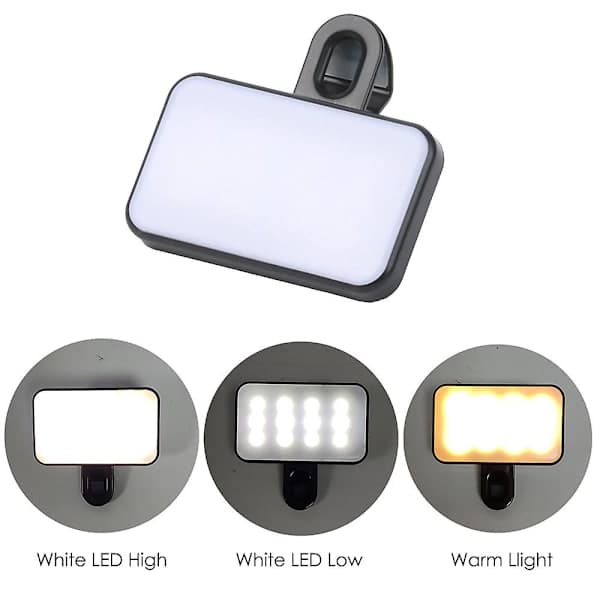 Universal Clip-on LED Ring Light til Selfies, Mobiltelefon Selfie Ring Light