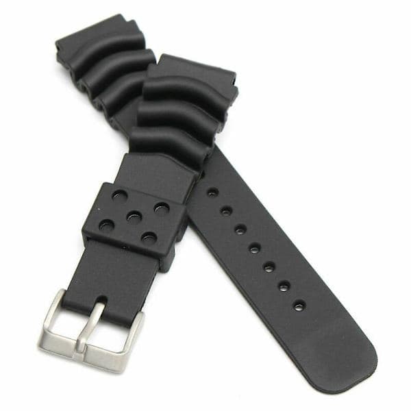 22MM Sort Gummi Urrem/Udskiftningsrem til SEIKO DIVER'S Ur (FMY)