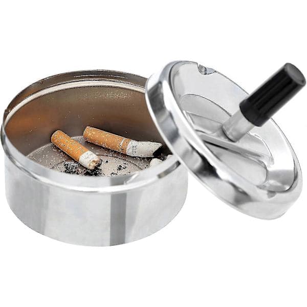 Liten silveraskkopp för utomhusbruk, kromaskkopp för utomhusbruk med lock för cigaretter, snygg askkopp, trädgårdsaskkoppar