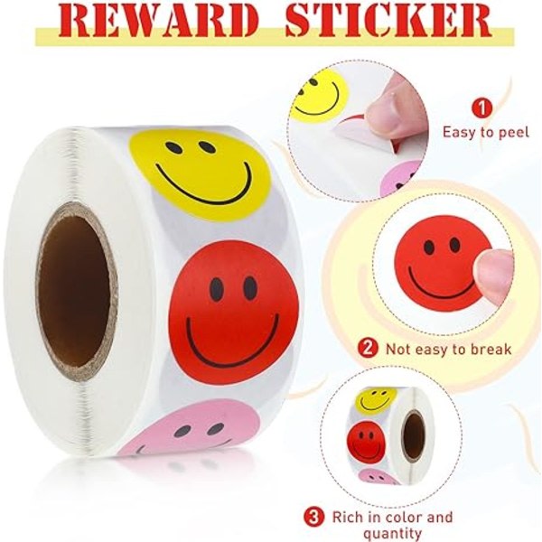1500 stk. Happy Smile Face Stickers Små Happy Face Stickers Mi