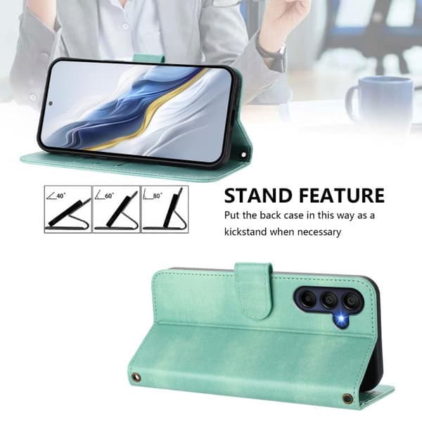 Retro læderetui med linjemønster til Samsung Galaxy A17 5G Mintgrøn Mintgrön