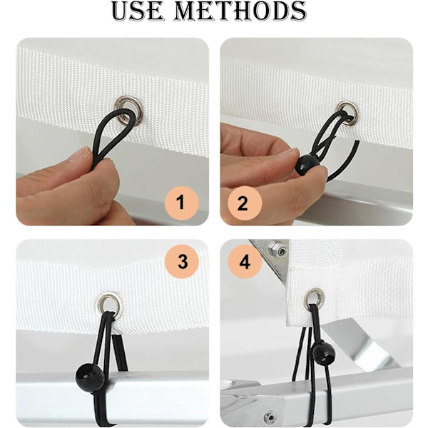 10-pack Svart presenning stretchboll flagga stretchboll stretchband stretchrep boll tält 4*100MM