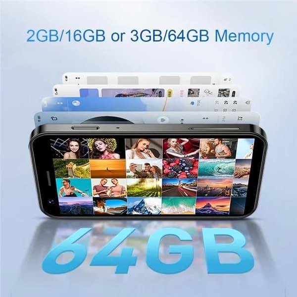 Android 10 5MP Dual SIM Mini 3-tommers mobiltelefon 4G smarttelefon, 3 + 64 GB - Lilla