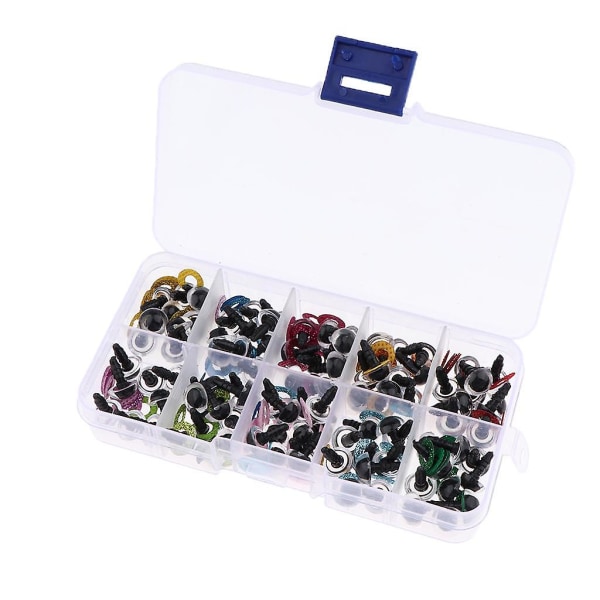 100 Pieces Plastic Safety Toy Eyes Owl Eyes With Glitter Nonwoven Washer 10mm