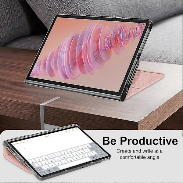 Fodral för Lenovo Tab Plus 11,5-tums TB351FU med värmeavledande stativ i läder - Svartc p Pink gold Lenovo Tab Plus