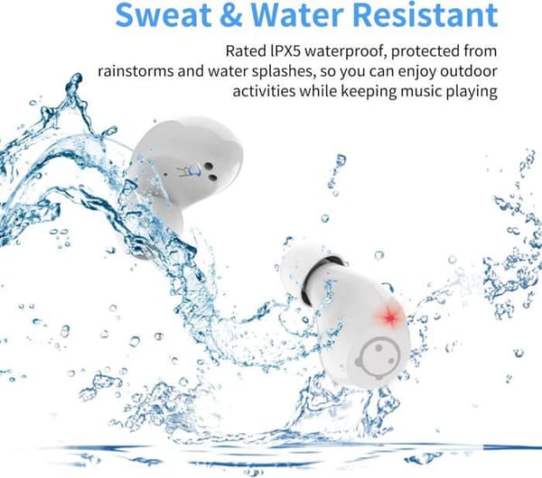 Panda trådlösa in-ear-hörlurar, Bluetooth, med dubbla mikrofoner, lätta, 36 timmars speltid, djup bas
