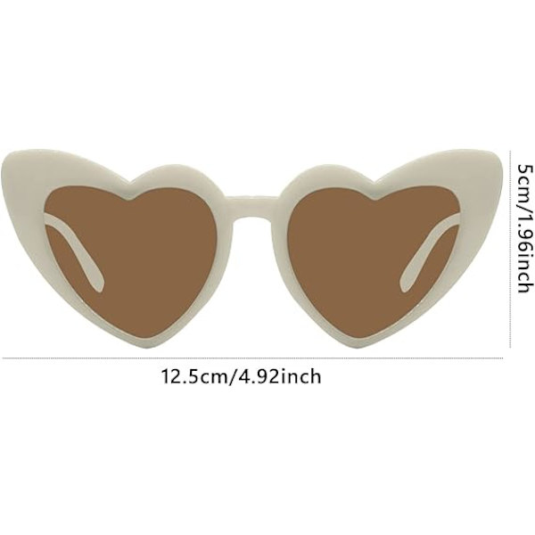 Lasten sydämenmuotoiset polarisoidut aurinkolasit, 70-luvun retro-rakkaussydämen kissansilmäaurinkolasit UV-suojalla Vintage-silmälasit tytöille ja pojille Beige/Brown
