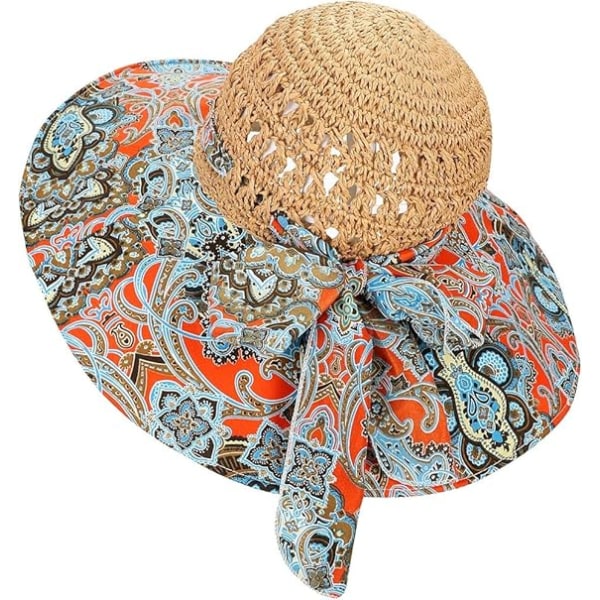 Colourful Women Summer Sun Hat Foldable UV Protection Beach Holiday Straw Hat ( Turquoise)