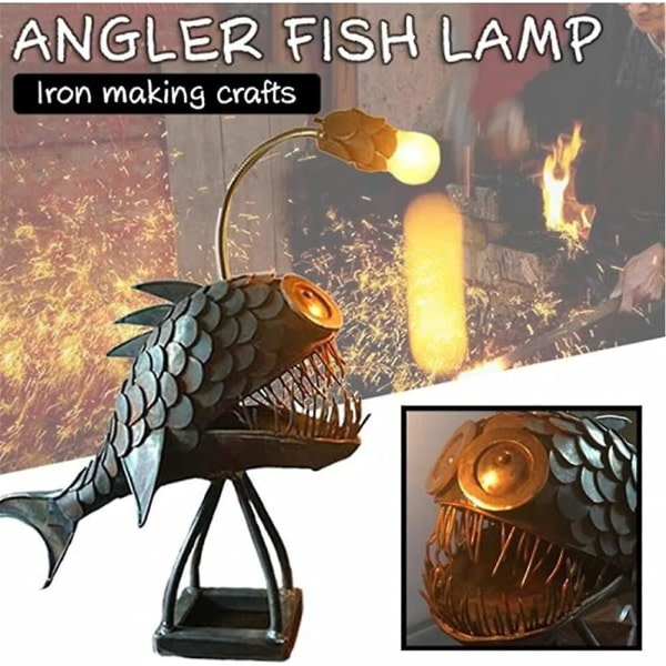 Angler Fish Lamppu Taide Käsintehty Patsas Merieläin Koriste L L