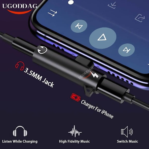 1-äänikuulokkeiden latauskaksoissovittimen jakaja iPhonelle Huawei 3,5 mm kuulokeliitäntään Aux-kaapelin liitin Lightning Rose IOS:lle