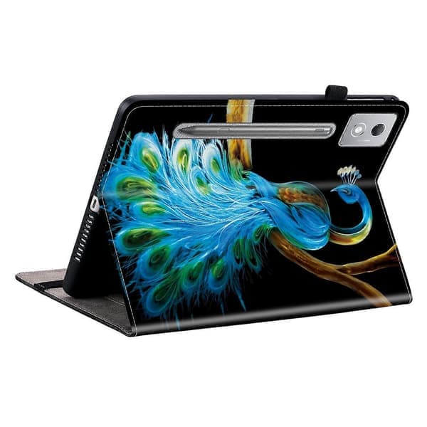 Läderfodral kompatibelt med Lenovo Idea Tab Pro/Tab P12 Pro 12.7 2025/Xiaoxin Pad Pro 12.7 Mönstertryckt stativ Peacock