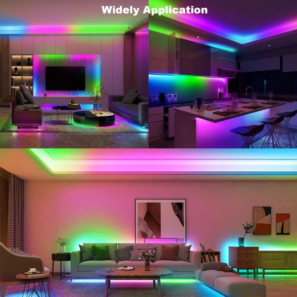 3m Batteri LED Strip Lights med Fjernbetjening, 90 LED Lysstrimler Vandtætte, 8 Tilstande, Dæmpbare, Timer, Selvklæbende, Klipbare til Soveværelsesspejl Multicolor