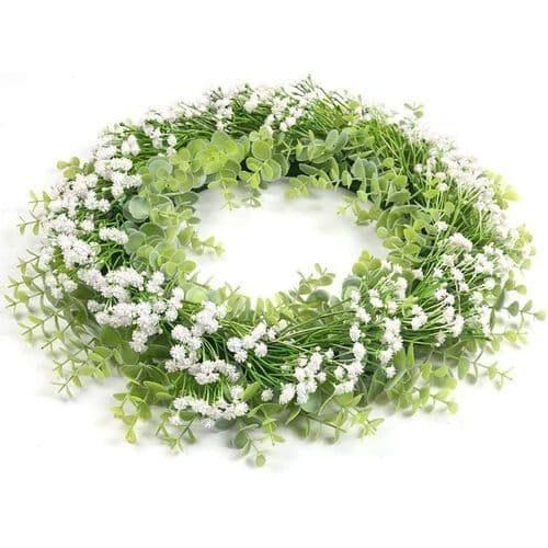 Gypsophila krans hvit kunstig kransdekorasjon 40 cm dørkrans blomster vår