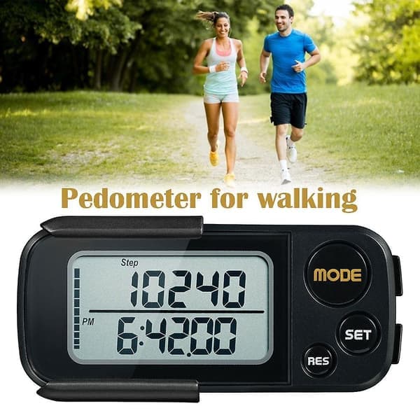 Realalt 3D skridttæller med klips til gang, jogging og løb [JUN]