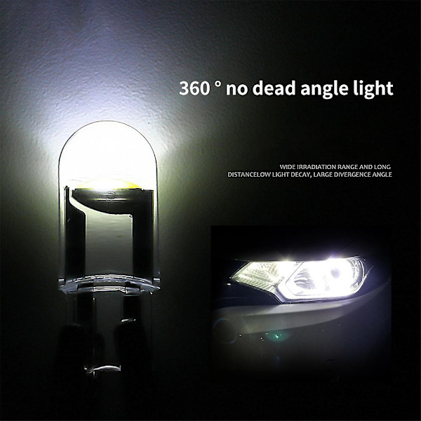 T10 501 Led Auton Sivuvalopolttimot Virheetön Canbus Cob Xenon W5w Sivuvalo Ice Blue