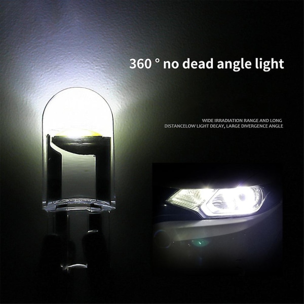 T10 501 LED-bilstrålkastare, felkodfria Canbus COB Xenon W5w-positionsljus white light