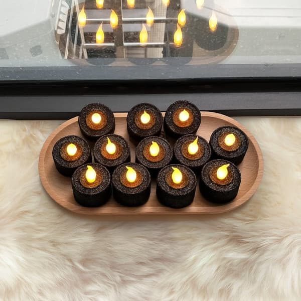 12-pakning LED Blacklight, batteridrevne telys, svart flamme