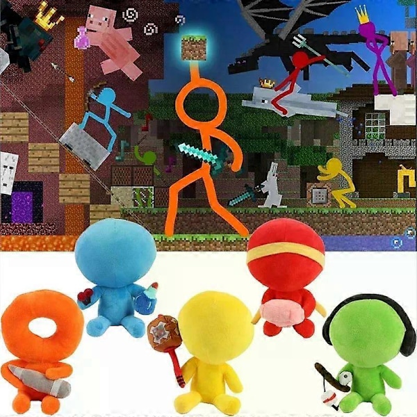 Gaibosi Tegneserie Alan Becker Plysjleker Spill Youtooz Stick Man Cosplay Plysjdyr Fylt Pute Hjem Sofa Dekorasjon Bursdags Julegaver Dark Pink
