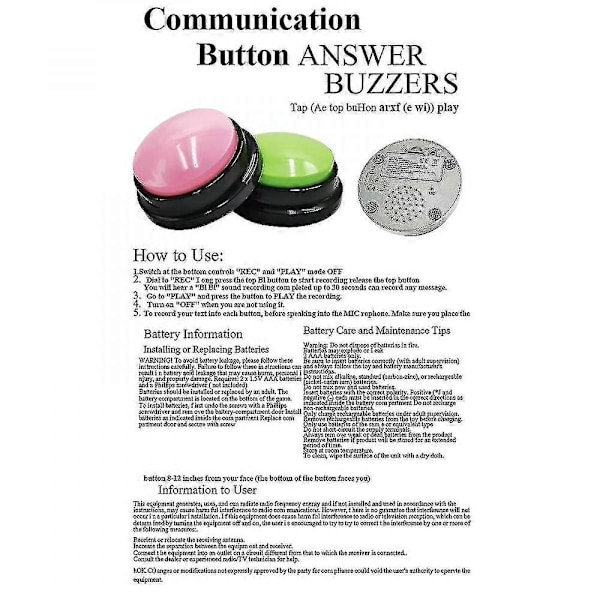 Opptakbar Snakknapp 30 Sekunders Stemmeopptak Knapp Kjæledyr Taleopplæring Buzzers HXP Rose red