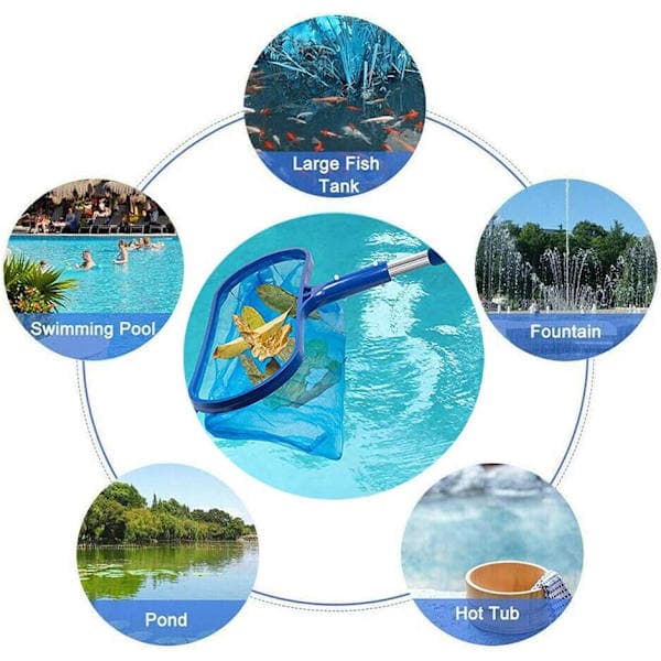 Poolnet til blade, blå poolrensningsnet, poolskimmernet finmasket, poolnet - rengøringsværktøj til pool, poolnet bladfanger SZ1