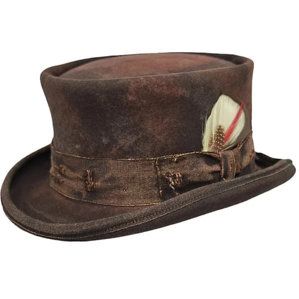 Mid Crown Rød Topphatt Unisex Steampunk Hatt Sylinder Ullfilt Topp
